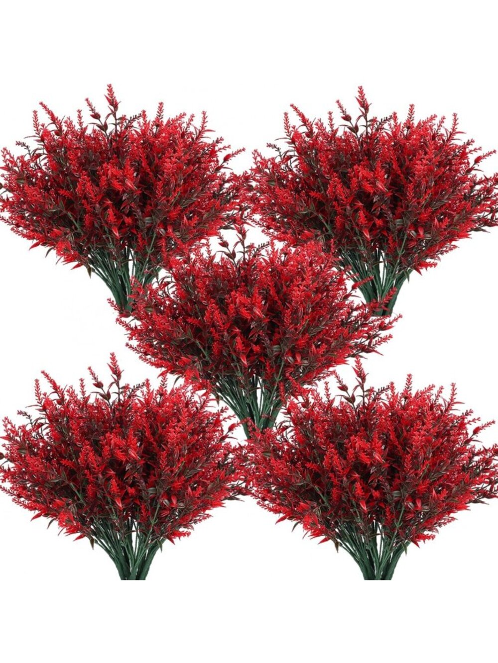 Spring & Fall Decor - Artificial Greenery & Red Flowers for Outdoor Use